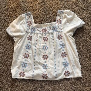 Madewell Cream Floral Embroidered Blouse